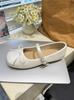 Zapatos Planos de Ballet Plateados para Mujer Estilo Nuevo 2025 Estilo Francés Suela Suave con Falda, Zapatos Mary Jane de Piel Cómodos