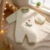 Romper Quiltado Borboleta com Bordado de Desenho Animado para Bebê, Outono/Inverno 2026, Zíper Diagonal, Roupa para Engatinhar Bebê, 120g, Tamanhos 59-66 #