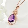 Versión coreana de colgante de amatista natural de 7 quilates chapado en oro de 18 quilates, colgante de diamante en forma de corazón, colgante de gema viva con trémolo