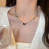 Collar de mariposa negra de doble capa para chica sexy y oscura, estilo cadena de clavícula para mujer, accesorios de diseño de nicho para mujer, moda