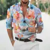 Nueva Camisa de Manga Larga para Hombre con Estampado Floral 3D Camisa de Explosiones Holgada Casual Versátil Camisa con Cuello