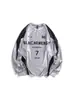 Camiseta de Manga Larga Estilo Americano Plateada de Jersey para Hombre con Estampado de Letras en Color Contrastante Marca Deportiva Moderna Top Nuevo Ins