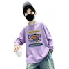 Camiseta de manga comprida de outono para meninos, novo modelo primavera e outono 2026, base de algodão puro, blusa infantil grande, moderna