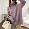 Buena Calidad 2024 Tejido de Cuello Alto para Mujer Suelto Otoño e Invierno Nuevo Jersey Estilo Lazy Top de Fondo Tejido