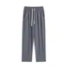 Pantalones Deportivos Negros de Seda Helada Transpirables Versátiles Simples Formales para Hombres y Mujeres de Talla Grande, Cordón Microelástico Casual