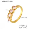 Anillo de acero inoxidable con incrustaciones de circonita de una sola fila, chapado en oro real de 18 quilates, estilo palacio frío, para mujer, estilo europeo y americano