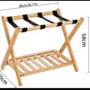 Suporte de Bagagem Preto para Uso Doméstico, Feito de Bambu, Suporte de Armazenamento Dobrável para Quarto, Suporte de Bagagem Dupla Camada para Exportação, Suporte de Armazenamento de Viagem