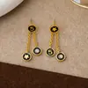 Nuevos Pendientes de Calabaza Calada de Panda Incrustados con Diamantes de Estilo Chino con Corazón Grabado y Estrella de Ocho Puntas, Pendientes de Borla Digitales, Gama Alta