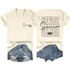 Amazon eBay site independente casual simples feminino novo sênior 2027 frente e verso estampado gola V manga curta camiseta