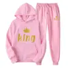 Sudaderas con Capucha Estampadas de Marca de Tendencia Otoñal Europea y Americana para Hombres y Mujeres, Conjuntos Deportivos Casuales y Pantalones de Chándal de Dos Piezas para Parejas