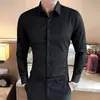 Nueva Camisa Coreana de Negocios de Color Sólido para Hombre Agente Se Une a la Moda Masculina Casual Ajustada de Manga Larga para Hombre