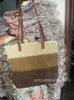 Bolsa Tote Nova Cor Risca Comércio Exterior Bolsa de Ombro Fresca Artística Bolsa de Ombro de Palha com Corda de Cânhamo Cor Doce