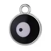 Colgante pequeño de ojo maligno con forma de gota de aceite, doble cara, bañado en plata, accesorios de aleación, colgante de ojo, collar delicado, pulsera, pendientes DIY