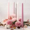 Velas de Colores Morandi de Tallo Largo de Color Degradado de 30 cm, 4 Piezas, Velas Románticas para Banquetes de Boda, Cumpleaños, Restaurantes Occidentales