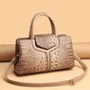Bolsa de Mão Feminina Padrão Crocodilo Bolsa de Ombro Moda Europeia e Americana Bolsa Tote Retro Grande Capacidade Bolsa Feminina Abertura com Zíper