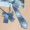Corbata JK Cuadros Rojos Decoración de Graduación para Mujer Estilo Estudiante Universitario Pajarita sin Nudo Camisa Estilo Japonés