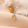 Colgante de Citrino Chapado en Oro de Plata de Ley S925 Yiluyin, Moderno, Elegante, Versátil, Colgante de Plata con Forma de Gota de Agua