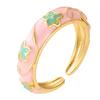 Anillo Círculo Vintage con Esmalte de Flor Colorida, Anillo Estilo Chino Nuevo, Anillo Transfronterizo Europeo y Americano de Esmalte