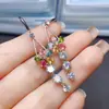 Venta al por mayor de fábrica Pendientes Populares de Turmalina Natural con Incrustaciones de Plata S925 Piedra Principal 3*5 Joyería de Lujo Directamente de Fábrica