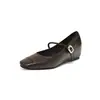 Novos Sapatos Versáteis de Tira Única com Bico Quadrado e Baixo, Aumento de Altura Oculto, Estilo Retro Francês, Sapatos Mary Jane Planos