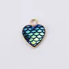 Pendente Coração de Pêssego Banhado a Ouro Real Coração em Formato de Coração Escama de Peixe Pingente de Escama de Peixe Acessórios para Joias DIY