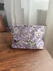 Bolsa de Cosméticos Flor Roxa para Meninas, Bolsa Clutch Portátil, Necessaire de Viagem para Estudantes, Bolsa de Armazenamento, Bolsa de Lona, Carteira