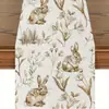 Camino de mesa popular transfronterizo de Pascua con estampados de conejos y huevos para decoración de restaurante y ambiente festivo - Bandera de mantel