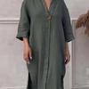 2025 Vestido Holgado de Color Sólido Transfronterizo Europeo y Americano Temu Amazon Talla Grande Botón Falda de Color Sólido Mujer Venta al por Mayor