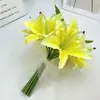 Envio Direto da Fábrica de Flores Artificiais, Seleção Transfronteiriça de Buquê Grande de Lírios 3D com 14 Cabeças, Flores Artificiais para Buquês de Noiva, Flores Artificiais