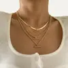Colar Europeu e Americano Transfronteiriço Personalidade Simples Corrente de Cobre Conjunto Multielementos Moda Geométrica Liga de Alumínio Forma de T Joias para Mulheres