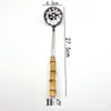 Cuchara para Sopa de Olla Caliente de Acero Inoxidable al por Mayor Mango de Bambú Suministros de Cocina Colador Pequeño Cuchara Pala Pública de Restaurante Hotel