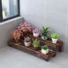 Estante para flores de balcón, estante para flores de exterior carbonizado, macetero de madera, jardinera de un solo nivel para jardín, estante de pared, decoración del hogar, estante para manualidades, otros