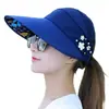 Chapéu de Sol, Chapéu de Sol de Verão para Mulheres, Chapéu Dobrável com Proteção Solar, Chapéu Fresco de Aba Larga, Chapéu com Top Aberto, Proteção UV, Estilo Pastoral