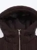 Chaqueta de Algodón con Capucha Tejida de Lana de Ocho Hilos con Cremallera Corta para Mujer 2025 Invierno Nuevo Estilo Moda Transfronteriza Europea y Americana Personalizada