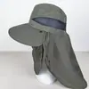 Sombrero de Pescador Verano Anti-UV Sombrero Parasol Pesca Cubre Cara Protección de Cuello Integrado Sombrero Protector Solar para Hombre Secado Rápido