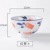 Tigela de Arroz Cerâmica Doméstica Estilo Japonês Hefen Pintada à Mão Louça de Restaurante Nova Cerâmica Criativa Chinesa Tigela de Arroz de 4,5 polegadas