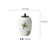 Mini Recipiente Portátil de Cerámica para Té con Flor de Osmanthus Pintada a Mano y Tapa de Madera Maciza, Mini Frasco Sellado a Prueba de Humedad para Almacenamiento de Té