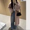 Suéter Cardigan Feminino Estilo Doce e Preguiçoso Coreano Manga Lanterna Grande Padrão Casca de Árvore Outono e Inverno Comprimento Médio Jaqueta de Tricô Elegante