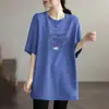 Camiseta Nova Estilo 2026 de Comprimento Médio para Mulheres, Manga Curta, Verão, Caimento Solto, Tamanho Grande, Valoriza a Silhueta, Blusa que Esconde a Barriga 100kg
