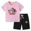 Camiseta Infantil 2023 Verão Boneca Surpresa Roupa Infantil Comércio Exterior Estilo Coreano Algodão Manga Curta Calça Terno Duas Peças