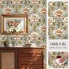 Papel Pintado Adhesivo de Flores Grandes Americanas Pared de Fondo Cálida para Dormitorio Renovación Pastoral Francesa Retro Pegatina Decorativa de Pared Papel Pintado para Invitados