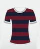 Processamento personalizado liso tecido listrado primavera e verão camiseta respirável confortável tecido listrado micro-elástico malha tecido