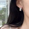 Brincos de tarracha com pérola e zircônia em formato de coroa, estilo francês, alta qualidade, agulha de prata feminina, nicho, retrô, simples, brincos versáteis para o temperamento