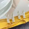 Pendientes de letra H microincrustados de alta calidad, simples, retro, elegantes, de lujo ligero, exquisitos, de moda, versátiles, estilo occidental, tachuelas, pendientes