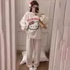 Múltiples Estilos Pijama de Felpa de Medio Pelo 140g para Mujer Invierno Cálido Casual Lindo Dibujos Animados Cuello Redondo Suave Esponjoso Conjunto