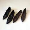 Zapatos de Cuña Baja de Boca Poco Profunda para Mujer Sixwoo Commuter, Zapatos Mary Jane de Cuero Suave con una Correa, Zapatos Pequeños de Cuero con Punta Fina y Tacón Bajo, Nuevos Estilos de Primavera y Verano