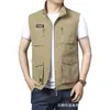Colete de trabalho masculino com múltiplos bolsos, colete casual para atividades ao ar livre, pesca, fotografia, secagem rápida, gola alta, 2206