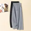 Calças casuais femininas de cintura alta, que levantam o bumbum, versáteis e afinam a silhueta, calças de perna larga, novas calças de moletom esportivas com cordão para outono/inverno com cós elástico