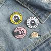 Broche da Série Gato Cartoon Criativo Fofo Fofo Fofo Formato de Gato Redondo Emblema de Metal Personalizado Acessórios Transfronteiriços