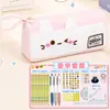 Estuche de lápices de gato de dibujos animados similar al de Xiaohongshu, bolsa para lápices de alta estética para estudiantes, gran capacidad, papelería multicapa, lindo estuche de lápices